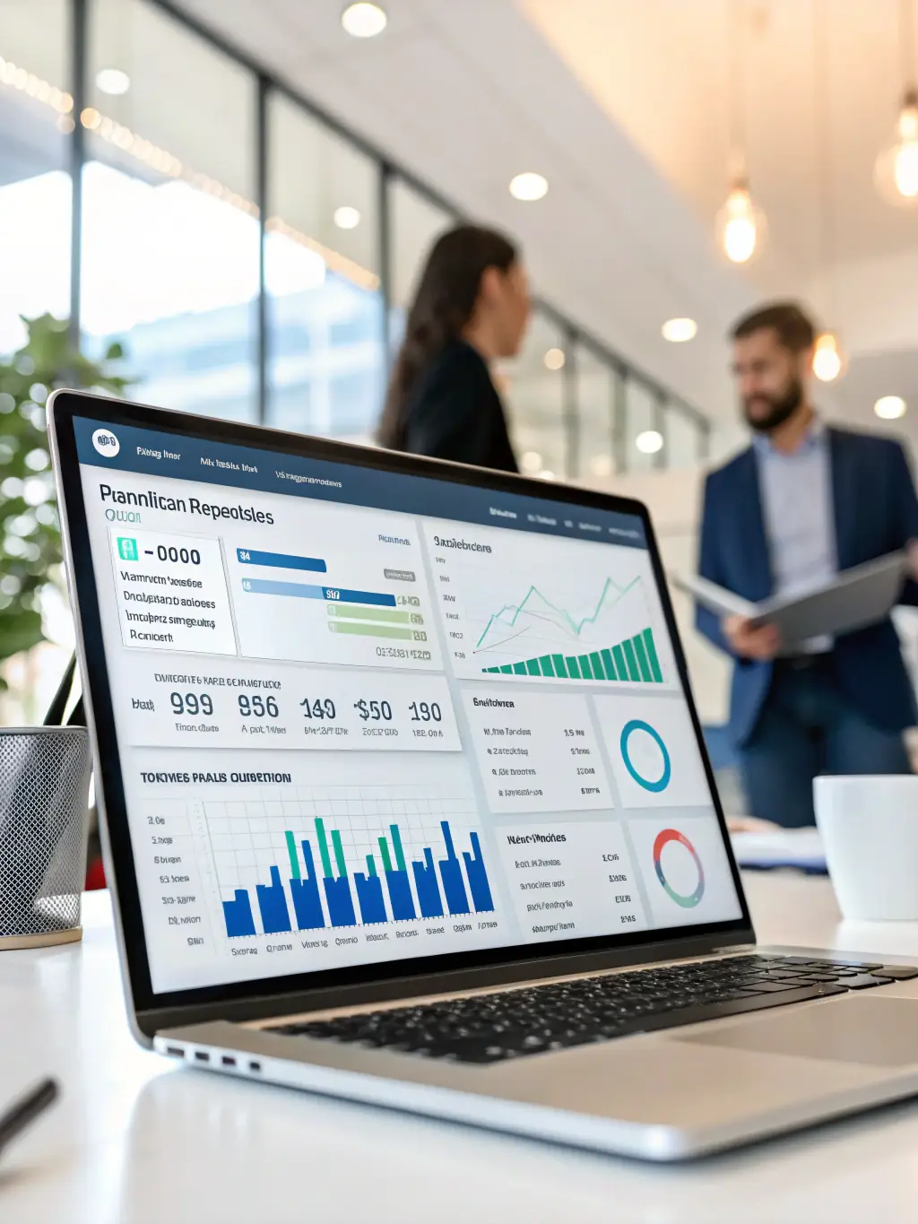 A clean, modern interface of a custom-built CRM software, showcasing data visualization and user-friendly navigation, used by FORTUNA BIZ SOLUTIONS LTD.