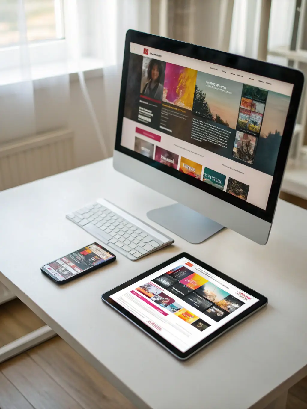 A responsive web application interface on multiple devices (desktop, tablet, mobile), demonstrating cross-platform compatibility developed by FORTUNA BIZ SOLUTIONS LTD.