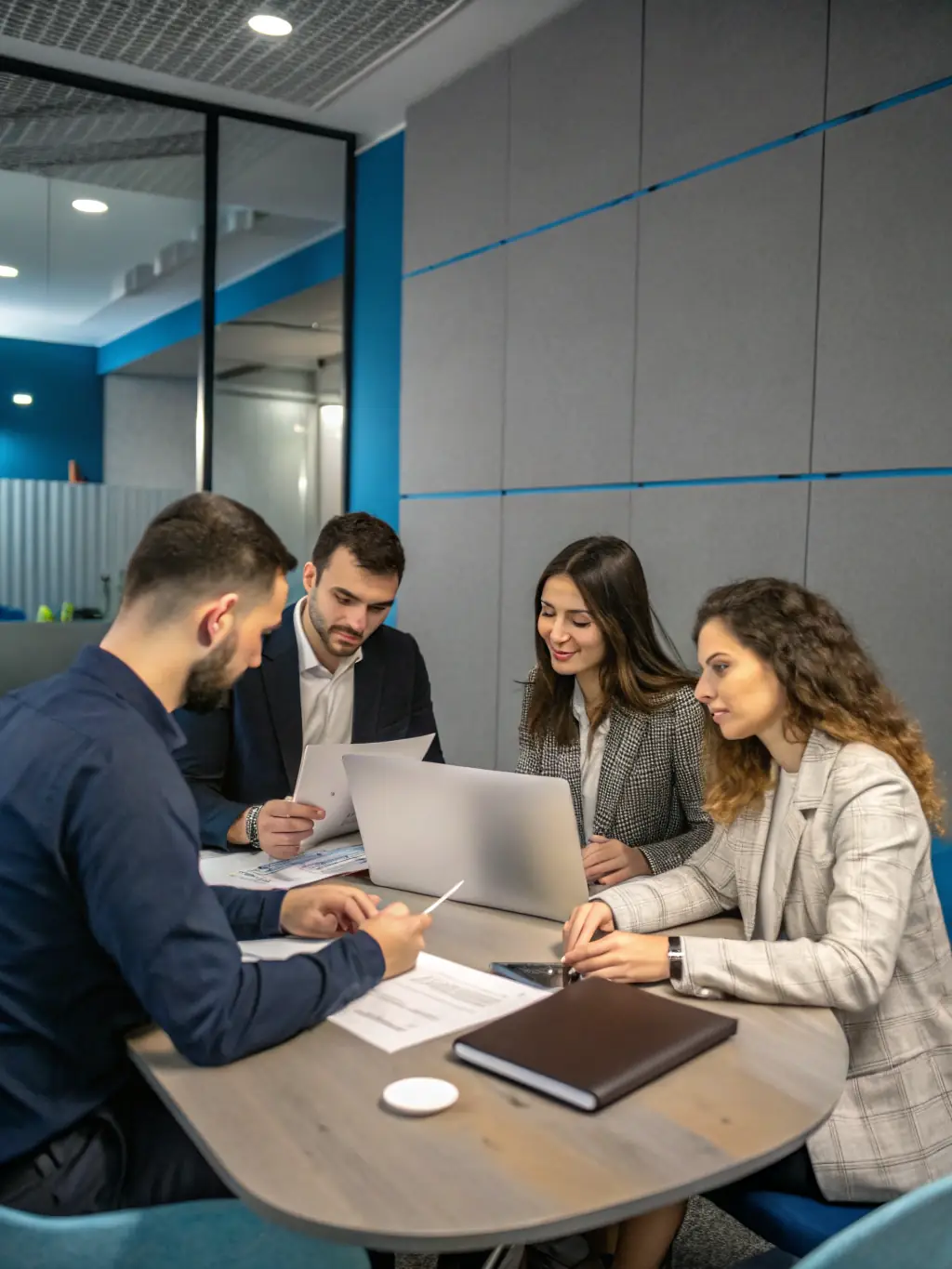 A team collaborating effectively in an office environment, showcasing flexible support arrangements.